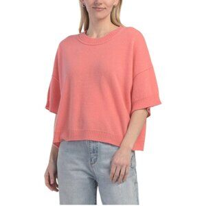 WILT Cashmere Crew Neck Short Sleeve Drop Shoulder Sweater